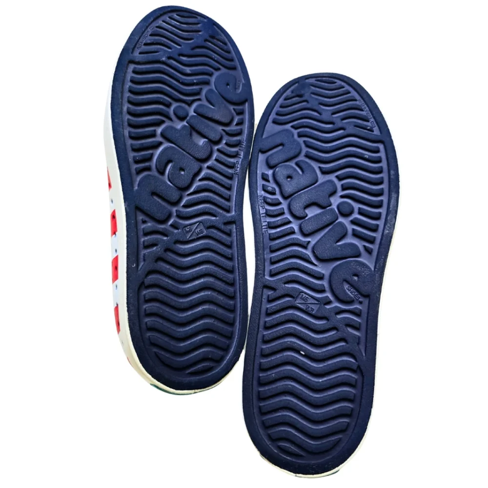 Native Jefferson Slip-On Shoes - Red, White & Navy Star and Stripe Print